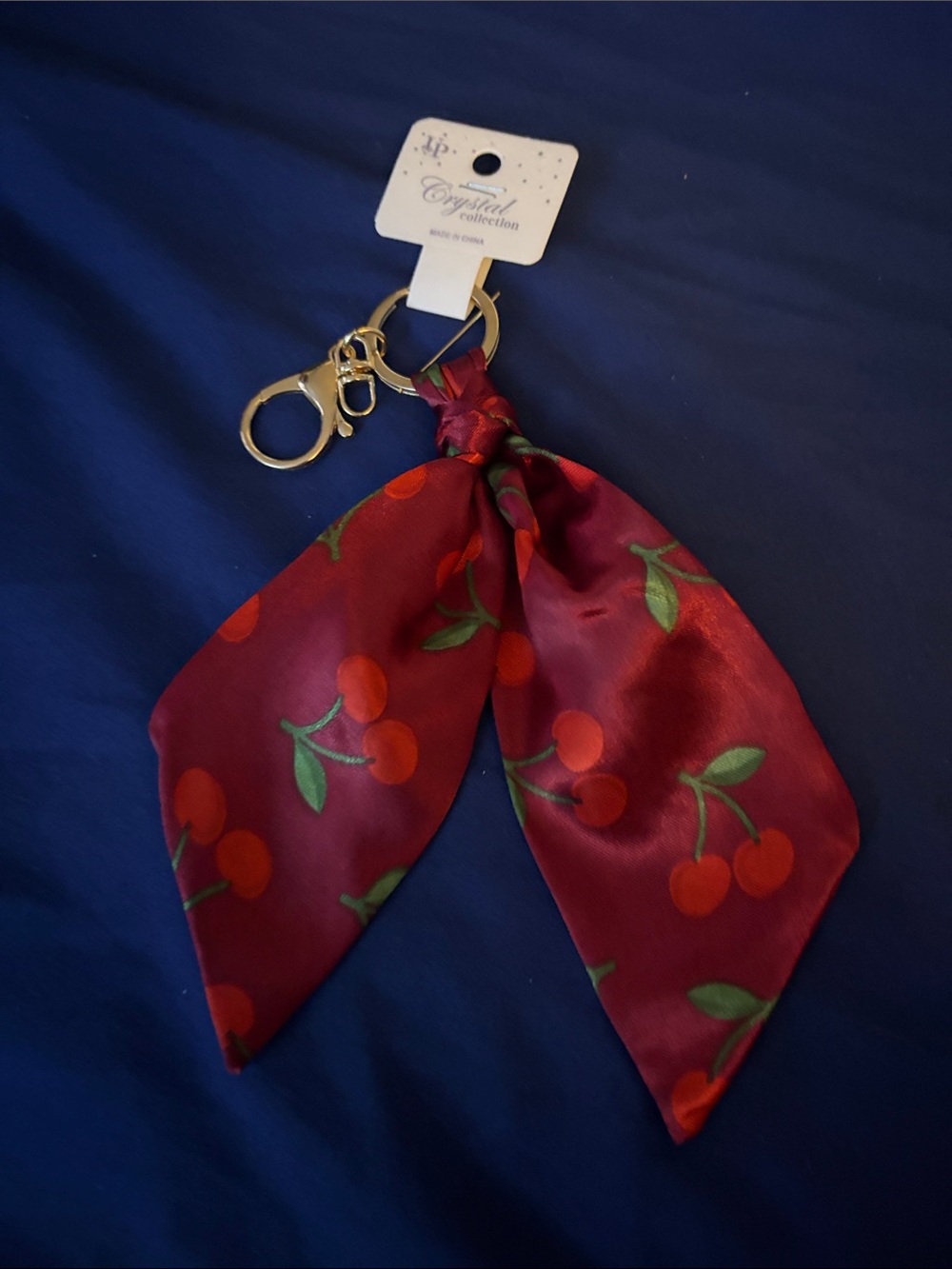 Red Cherry Print Scarf Keychain Bag charm